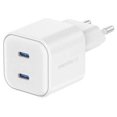 Swissten sieťový adaptér gan 2x usb-c 20w power delivery biely