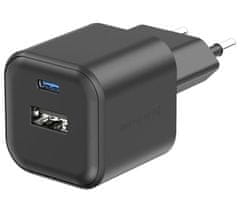 Swissten sieťový adaptér 12w 1x usb-c + 1x usb-a čierny