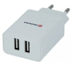 Swissten sieťový adaptér smart ic 2x usb 2,1a power biely (samopredavač)