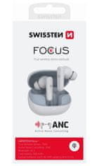 Swissten bluetooth anc slúchadlá focus biela