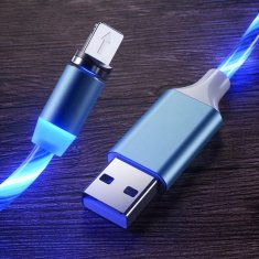 Kaxl Magnetický nabíjací USB kábel s LED podsvietením, 3v1, 1m, modrý KAXL