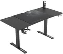 Ultradesk Herný stôl LEVEL V2, 140x68cm, 72-117cm, elektricky nastaviteľná výška, s XXL podložkou pod myš, držiak slúchadiel aj nápoj (UDESK-LVA-BB)