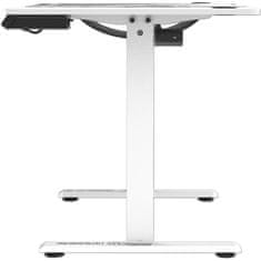 Ultradesk Herný stôl LEVEL V2 WHITE, 140x68cm, 72-117cm, elektricky nastavitelná výška, s XXL podložkou pod myš, držák sluchátek i nápoj (UDESK-LVA-WT)