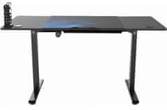 Ultradesk Herný stôl LEVEL V2 BLUE, 140x68cm, 72-117cm, elektricky nastaviteľná výška, s XXL podložkou pod myš, držiak slúchadiel aj nápoj (UDESK-LVA-BL)