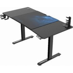 Ultradesk Herný stôl LEVEL V2 BLUE, 140x68cm, 72-117cm, elektricky nastaviteľná výška, s XXL podložkou pod myš, držiak slúchadiel aj nápoj (UDESK-LVA-BL)