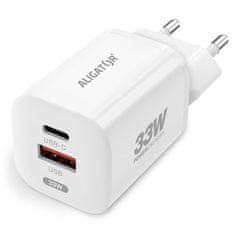 Aligator Nabíječka do sítě Power Delivery 33W, USB-C + USB-A - bílá