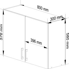 Akord Kuchynská závesná skrinka Š 80 cm D2 Artus biela/sonoma