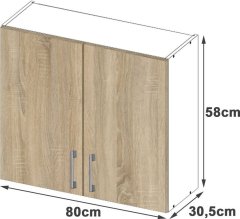 Akord Kuchynská závesná skrinka Š 80 cm D2 Artus biela/sonoma