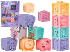 shumee Náučná sada kociek pre batoľatá, Soft Blocks Animals, Geometrické figúrky, Čísla 12 kusov