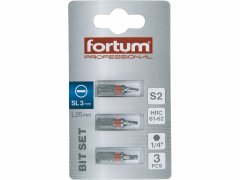 Fortum Bit plochý 3ks, 3x25mm, S2, FORTUM