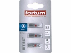 Fortum Bit krížový 3ks, PH 1x25mm, S2, FORTUM