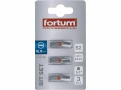 Fortum Bit plochý 3ks, 8x25mm, S2, FORTUM