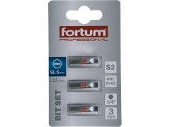 Fortum Bit plochý 3ks, 5x25mm, S2, FORTUM