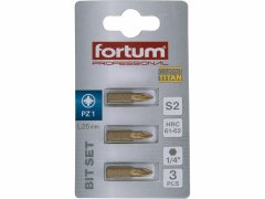 Fortum Bit krížový 3ks, PZ 1x25mm, S2, FORTUM