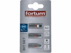 Fortum Bit plochý 3ks, 7x25mm, S2, FORTUM