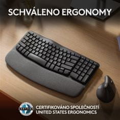 Logitech klávesnica Wave keys - bezdrôtová/bluetooth/ergonomická/CZ/SK - grafitová