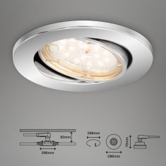 BRILONER BRILONER 3ks sada LED vstavané svietidlo, priemer. 8,6 cm, 5 W, chróm BRI 7219-038