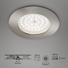 BRILONER BRILONER LED vstavané svietidlo, priemer. 10 cm, 10,5 W, matný nikel IP44 BRI 7206-012