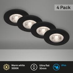 BRILONER BRILONER LED vstavané svietidlá, pr.9 cm, 4x LED, 4,9 W, 480 lm, matná čierna IP44 BRILO 7998-045