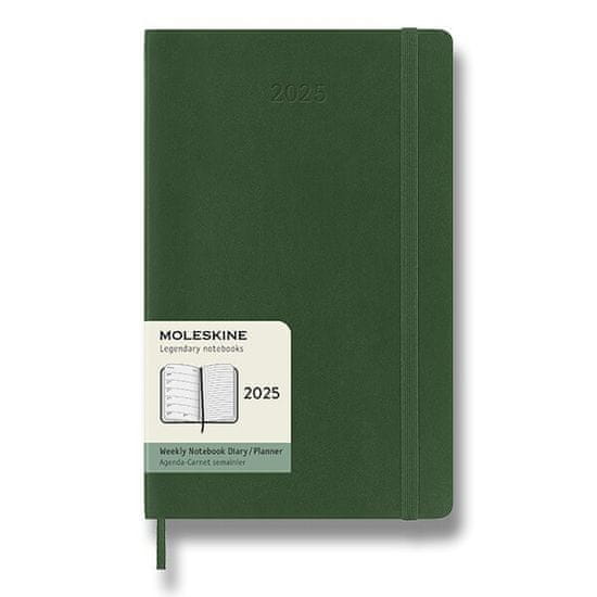 Moleskine Diár 2025 - mäkké dosky L, týždenný, tm. zelená