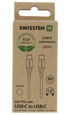 Swissten dátový kabelusb-c/usb-c biely 1,2m (eco balenie)