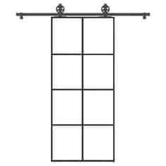 shumee vidaXL Posuvné dvere s kovaním ESG sklo a hliník 90x205 cm