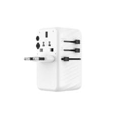 FIXED Cestovný adaptér Voyager 120W pre EÚ, UK a USA/AUS, s 3xUSB-C a 1xUSB výstupom, GaN, PD 120W, biely FIXCT120-3C1A-WH