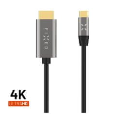 FIXED Video kábel s konektormi USB-C/HDMI, USB-C 3.1 Gen 2 18Gbps, HDMI 2.0 4K60Hz, 2m, sivý FIXHU-CHDMI-GR