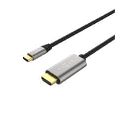 FIXED Video kábel s konektormi USB-C/HDMI, USB-C 3.1 Gen 2 18Gbps, HDMI 2.0 4K60Hz, 2m, sivý FIXHU-CHDMI-GR