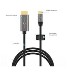 FIXED Video kábel s konektormi USB-C/HDMI, USB-C 3.1 Gen 2 18Gbps, HDMI 2.0 4K60Hz, 2m, sivý FIXHU-CHDMI-GR