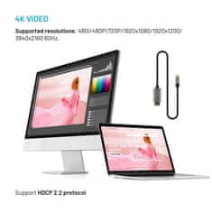 FIXED Video kábel s konektormi USB-C/HDMI, USB-C 3.1 Gen 2 18Gbps, HDMI 2.0 4K60Hz, 2m, sivý FIXHU-CHDMI-GR