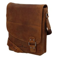 Green Wood Luxusná kožená crossbody taška Indiana, camel