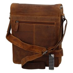 Green Wood Luxusná kožená crossbody taška Indiana, camel