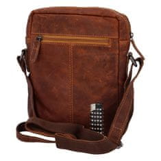 Green Wood Praktická kožená pánska crossbody taška Stefano, hnedá