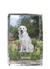 Artdog Kuvasz - krištáľ s fotkou psíka, foto v skle, moderná výstava fotografií značky Art-Dog