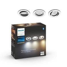 Philips Hue Bluetooth LED White Ambiance set 3ks Zapustených bodových svietidiel Philips Miliskin 8719514342842 GU10 3x5,7W 3x350lm 2200-6500K IP20 biele, stmievateľné