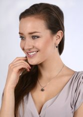 Levien Moderná sada náhrdelníka a náušníc Pearl Black SET-041