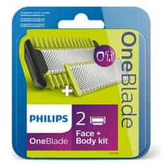 Philips Náhradná čepeľ OneBlade QP620/50, sada na tvár a telo, One Blade 2× originálna čepeľ Body a 1× sada Body