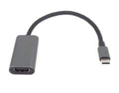 PremiumCord Prevodník USB-C na HDMI, rozlíšenie 4K a FULL HD 1080p, kovové púzdro