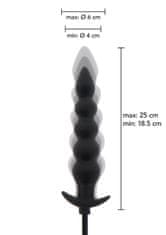 Hidden Desire Inflatable Ribbed Plug Advanced (Black), nafukovacia análna zástrčka