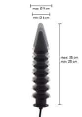 Hidden Desire Inflatable Ribbed Plug Expert (Black), nafukovacia análna zástrčka