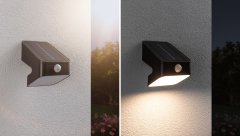 Paulmann PAULMANN Solárne LED osvetlenie stien Lesly pohybové čidlo IP65 hranaté 113x126mm 3000K 5,5W antracit umelá hmota 94608