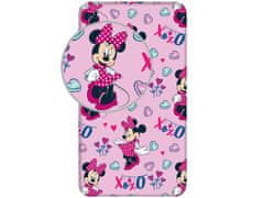 Jerry Fabrics Napínacia plachta Minnie Mouse Hearts