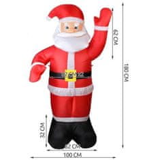 Ruhhy Nafukovací Santa Claus s LED osvetlením, 180x100 cm, odolný polyester