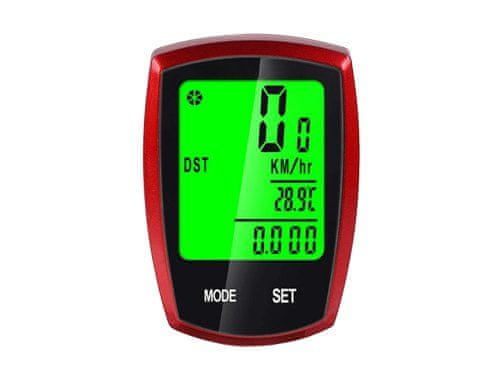 Verk  14396 Vodeodolný tachometer na bicykel IPX4 červená