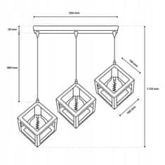 LUMILED Stropné závesné svietidlo LED geometrická kocka TALUS 3x E27