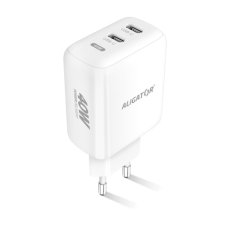 Aligator Nabíječka do sítě Power Delivery 40W, 2xUSB-C - bílá