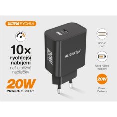 Aligator Nabíječka do sítě Power Delivery 20W, USB-C - černá