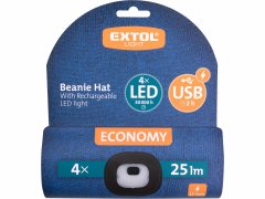 Extol Light Čiapka modrá s čelovým svetlom, LED 4x25lm, 250mAh Li-ion, nabíjanie cez USB, EXTOL LIGHT