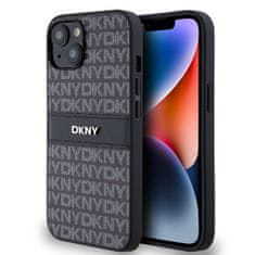 DKNY Zadný kryt PU Leather Repeat Pattern Tonal Stripe pre iPhone 14 Black